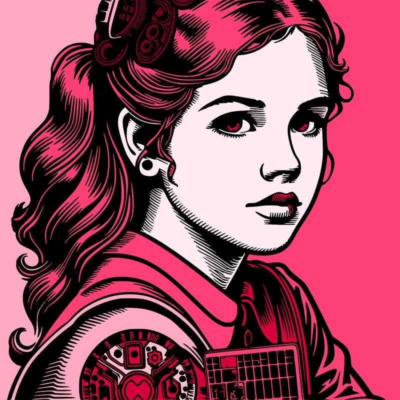 portrait of tech girl in popart style