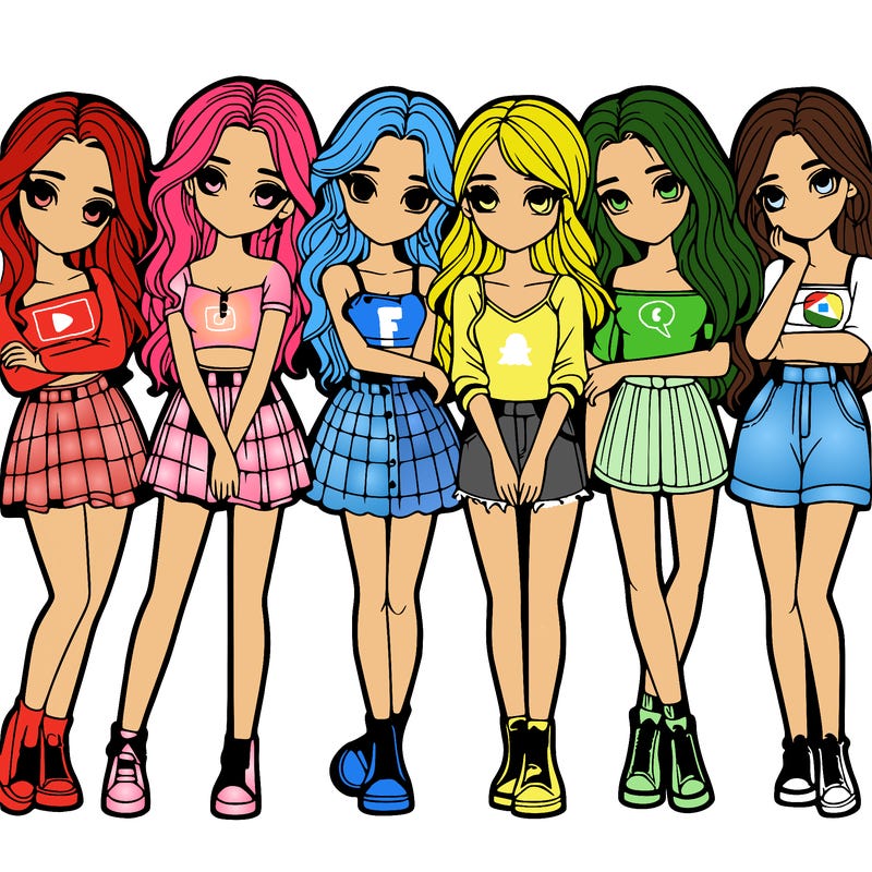 a group of girls realistic