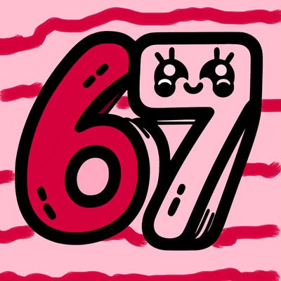 the numbers 67