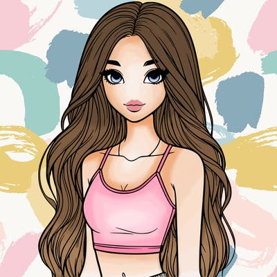 realistic girl with long hair with a crop top