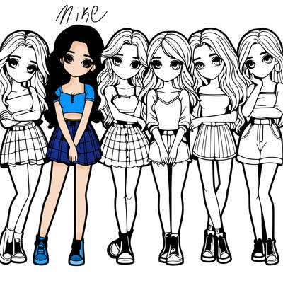 a group of girls realistic