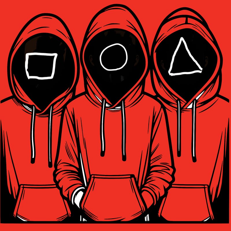 3 faceless people in  hoodies