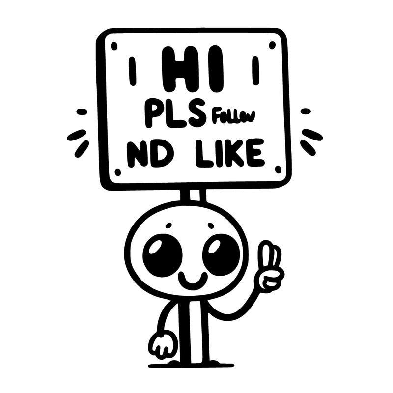 sign that says hi pls follow and like