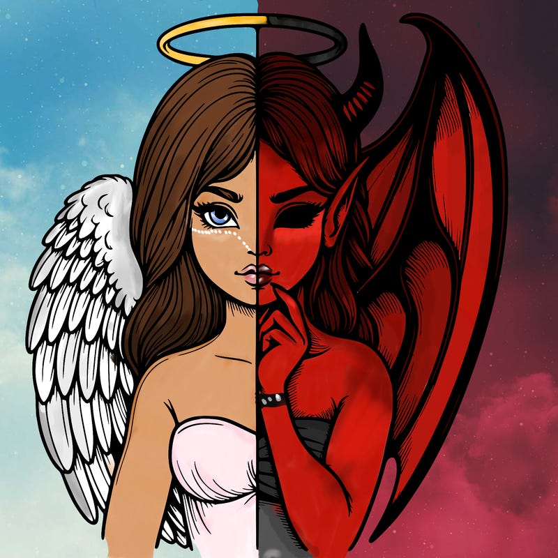 realistic angel half demon