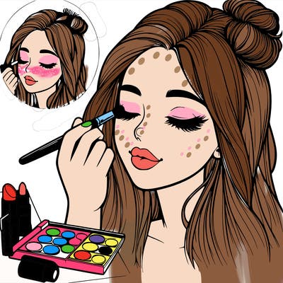 realistic girl doing makeup
