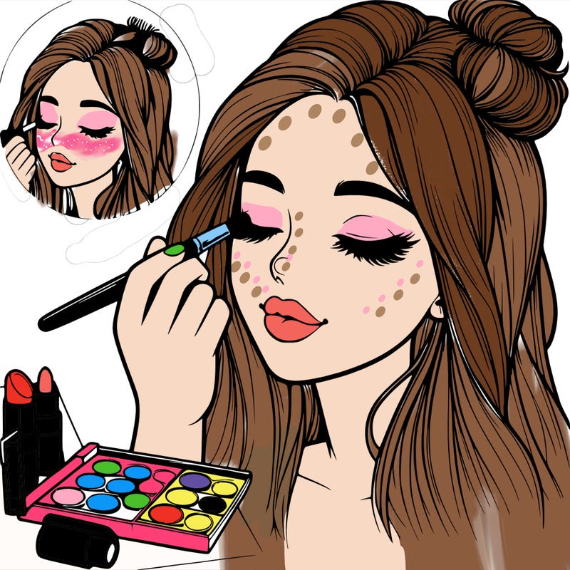 realistic girl doing makeup