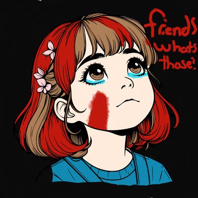 realistic girl looking up