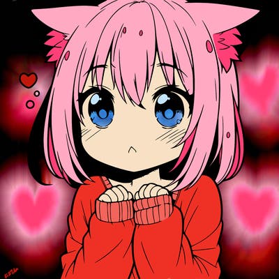shy anime catgirl