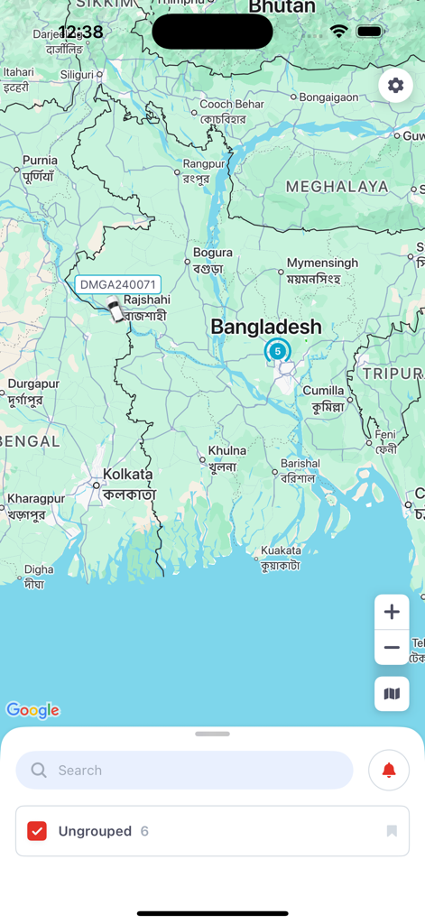 M2M Vehicle Tracking Premium - Kartenansicht, die den Fahrzeugstandort in der M2M Fahrzeugortung Premium App zeigt