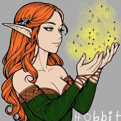 realistic elf girl doing magic