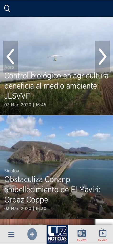 Luz Noticias - Luz Noticias mobile app showing news articles about agriculture and local developments in Sinaloa Mexico