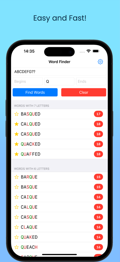 Word Unscrambler, Word Machine - Word Machine app screen showing high scoring word suggestions for puzzle games