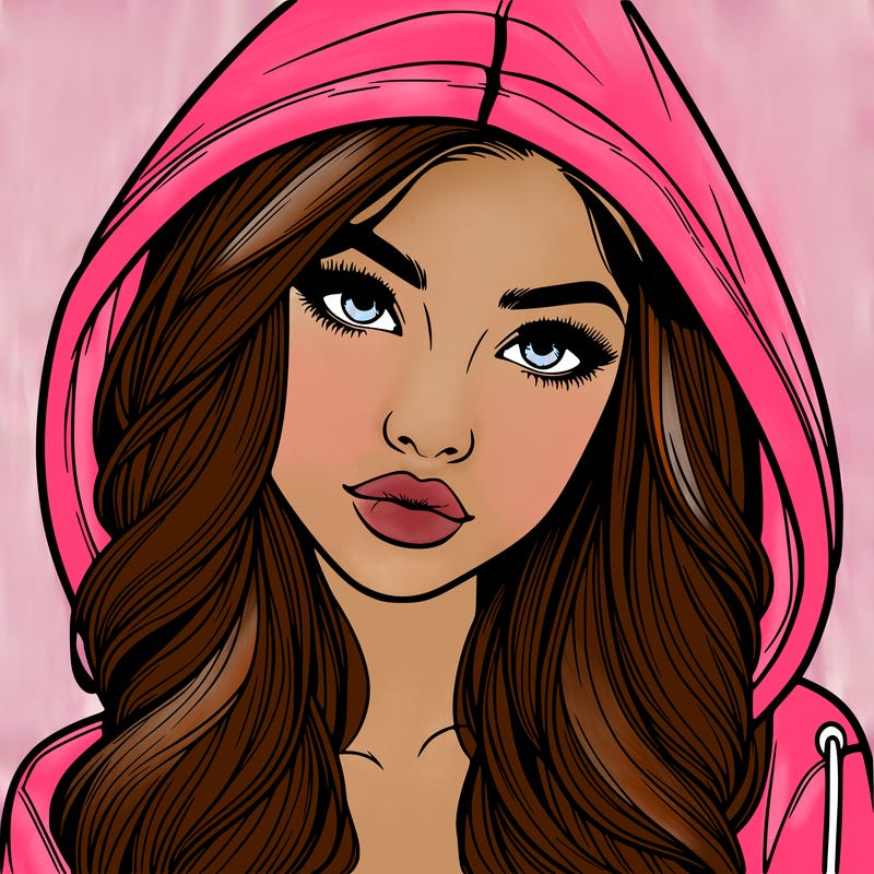 realistic beautiful girl with a hood on