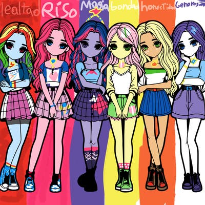 a group of girls realistic