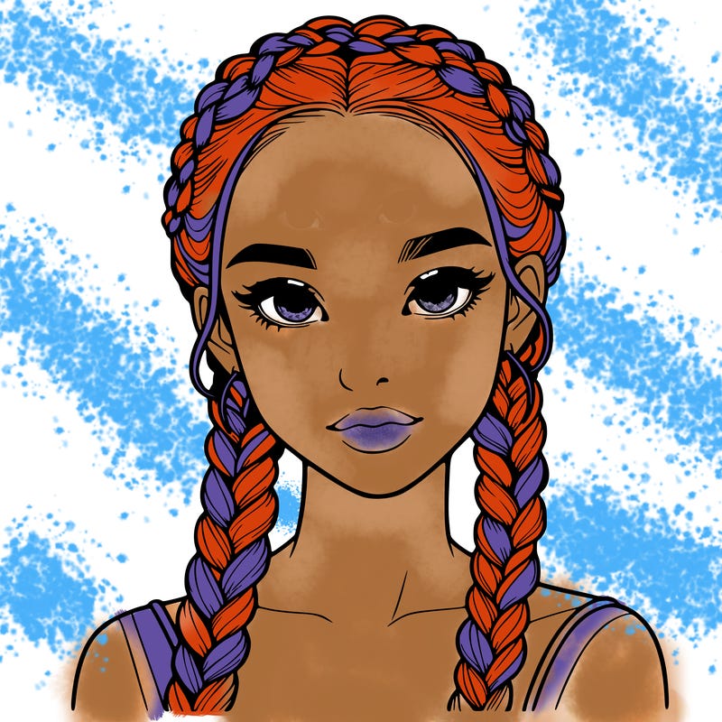 realistic girl with braids