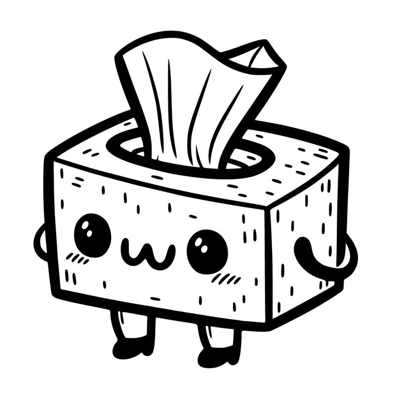 tissue box with legs and bow cute face