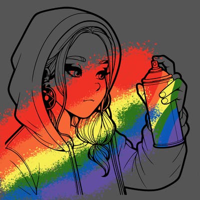 a realistic girl, spray painting
