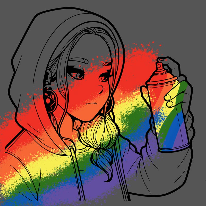 a realistic girl, spray painting