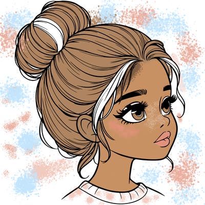 realistic girl with bun