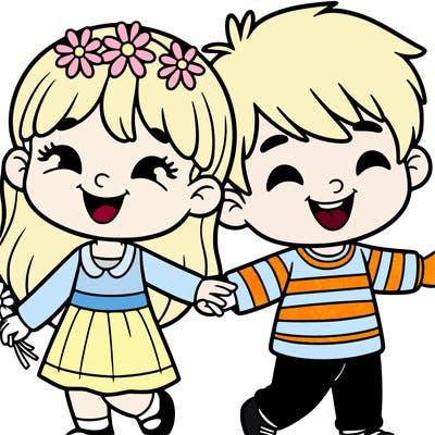 happy girl with a boy