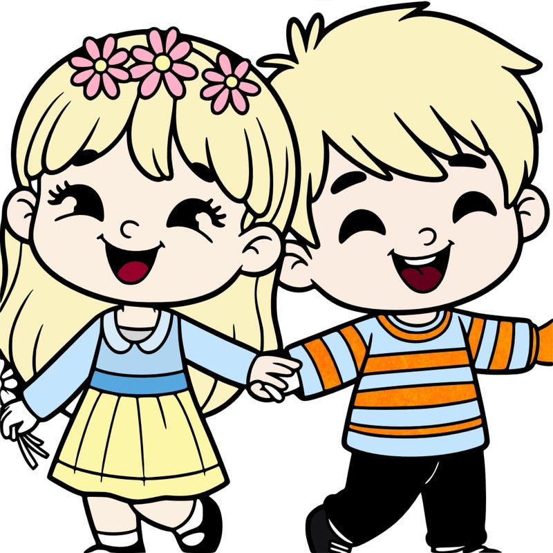 happy girl with a boy