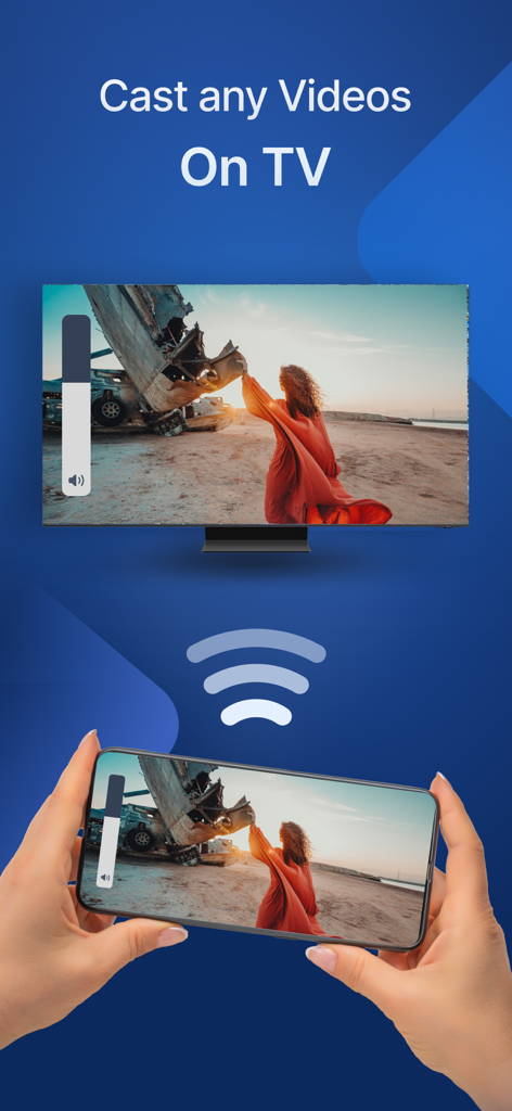 Smart Remote for Sam TV - Smartphone transmitiendo video de forma inalámbrica a una pantalla de Smart TV Samsung