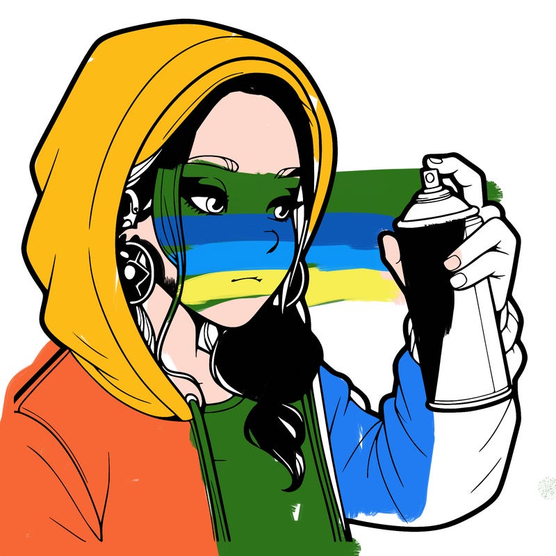 a realistic girl, spray painting