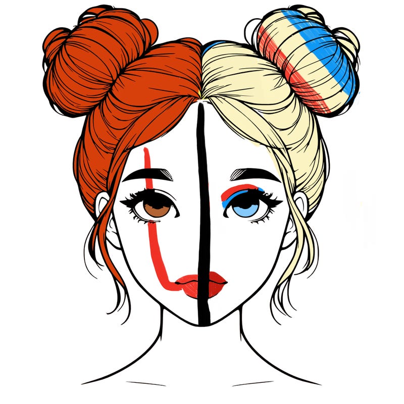 realistic girl with two buns on top of her head