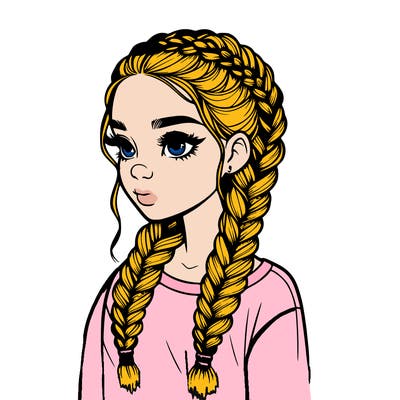 realistic girl with braids
