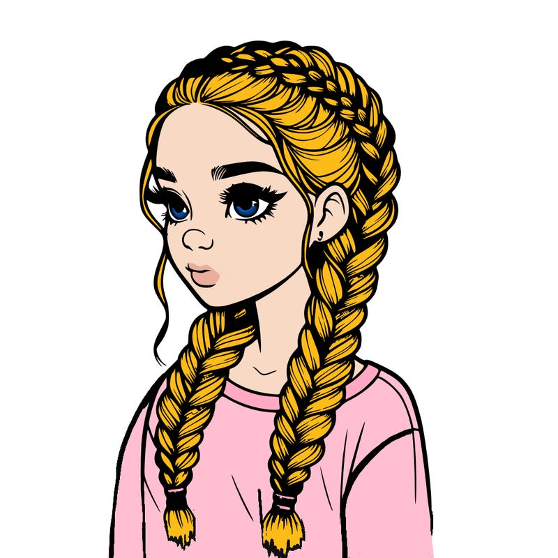 realistic girl with braids