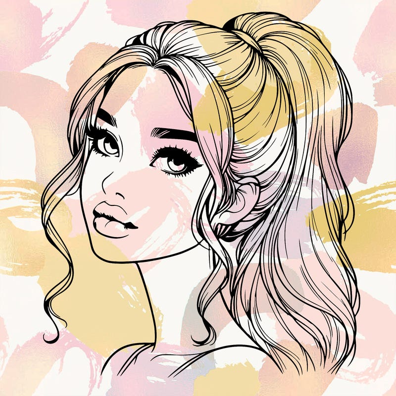 realistic girl with a ponytail on her hair and lips