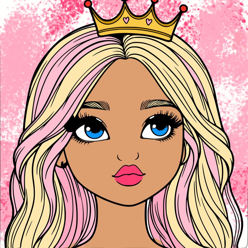 a realistic girl with a crown on