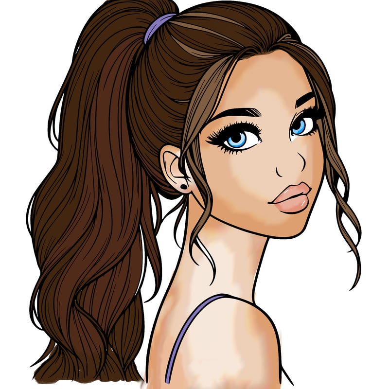 realistic pretty girl with high pony tail