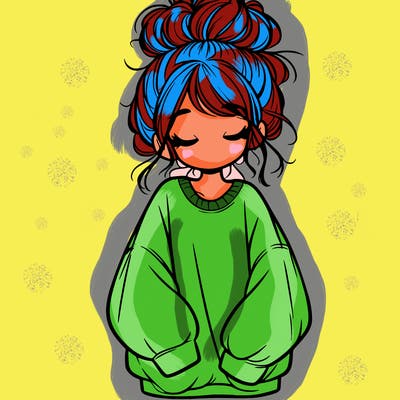 girl with baggy sweatshirt and messy bun
