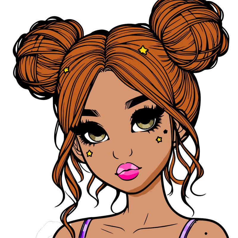 realistic girl with space buns
