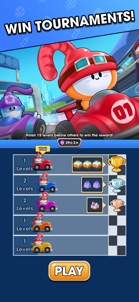 Tangle Rope: Twisted Master - Tabla de clasificación del torneo con personajes de carreras y recompensas