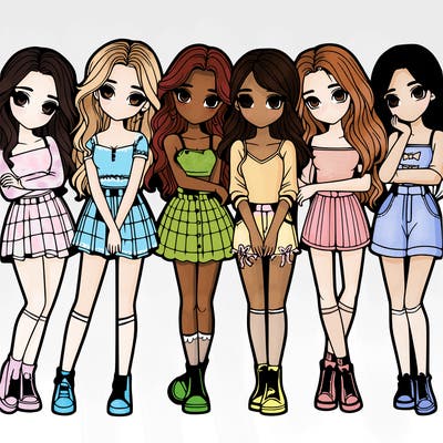 a group of girls realistic