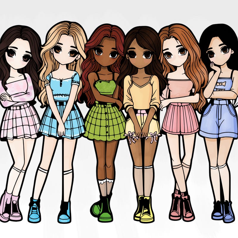 a group of girls realistic