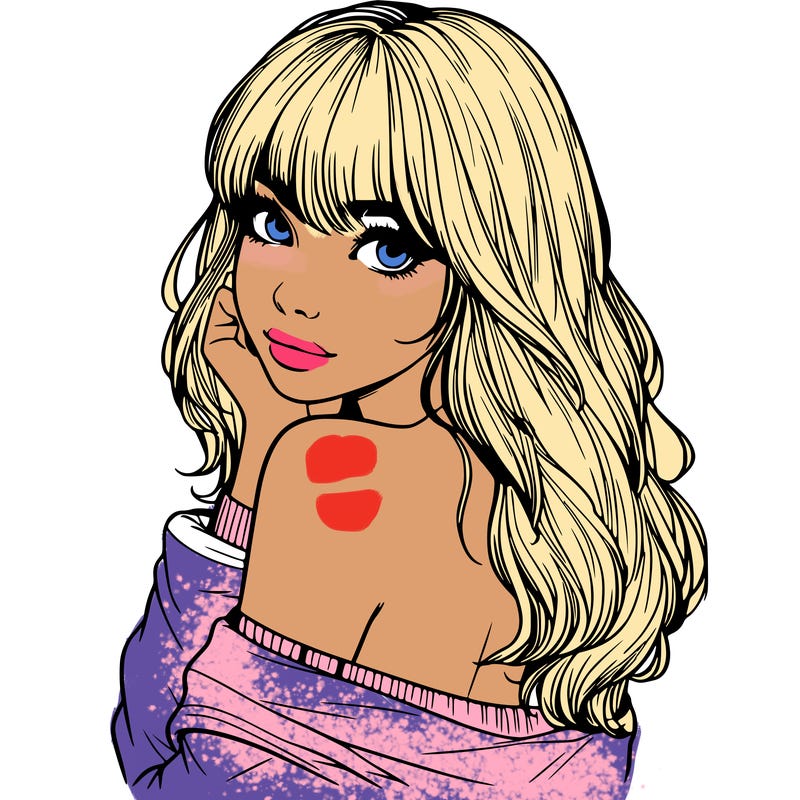 realistic girl with bangs looking over her shoulder