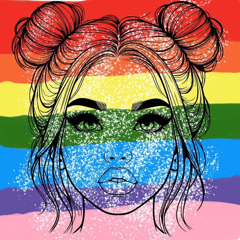 realistic girl with two buns on her hair and lips