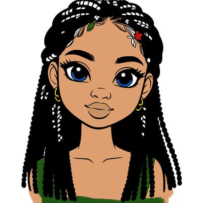 a realistic black girl with braids