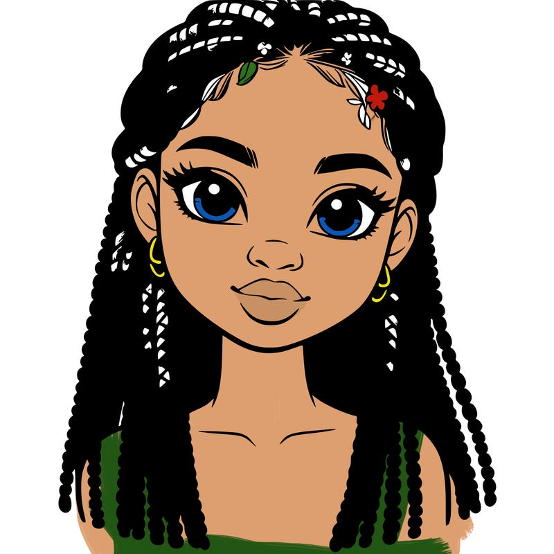 a realistic black girl with braids