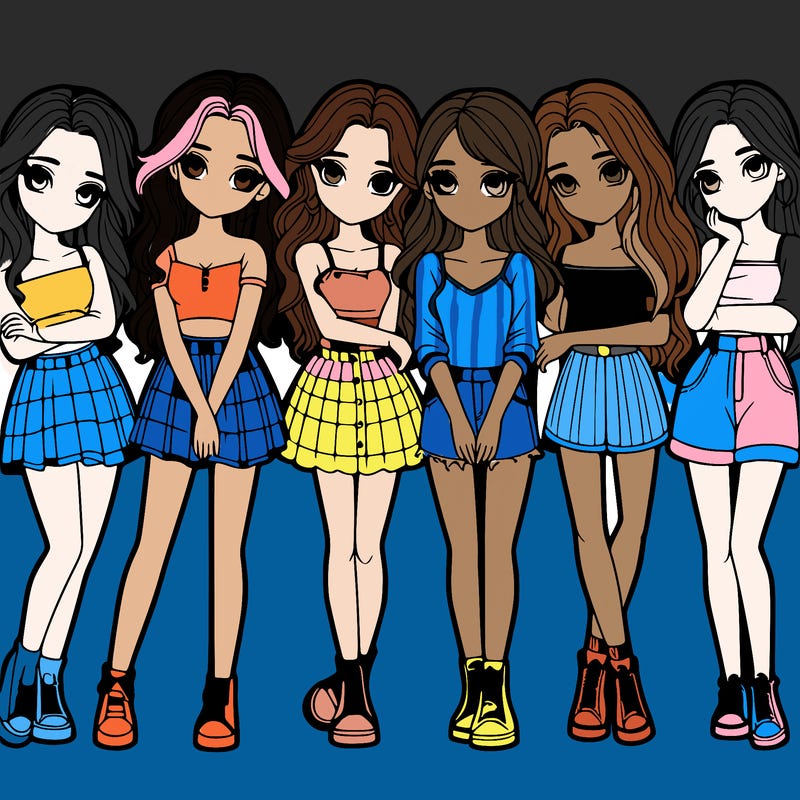 a group of girls realistic