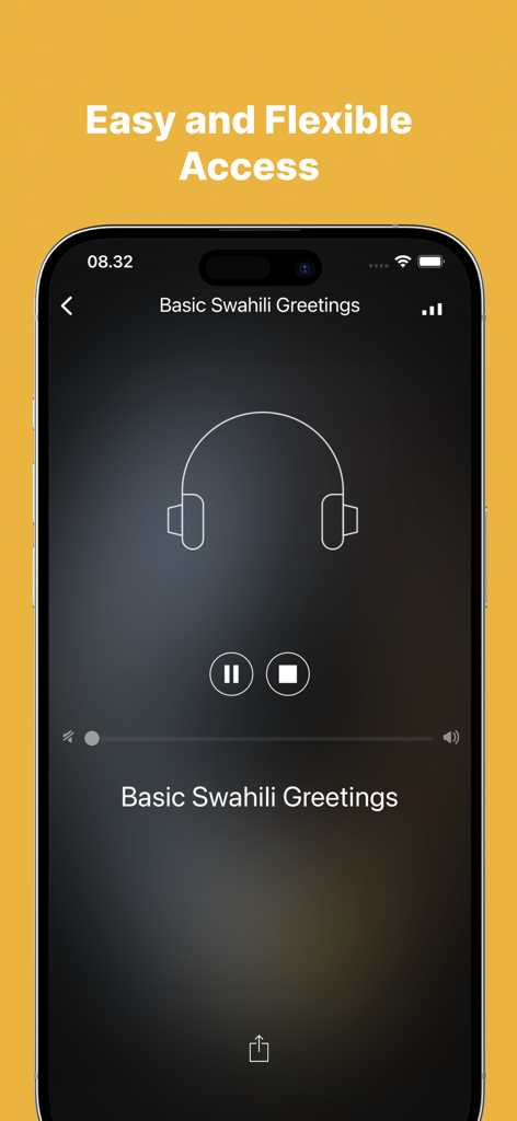 Fast - Learn Swahili Language - Audio lesson interface for basic Swahili greetings on a smartphone.