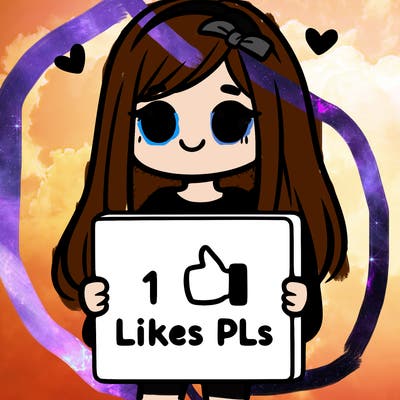 girl holding a sign saying 10 likes pls