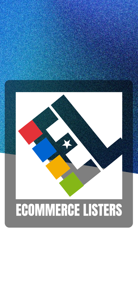EcommerceListers - EcommerceListers app splash screen showing the professional listing service logo