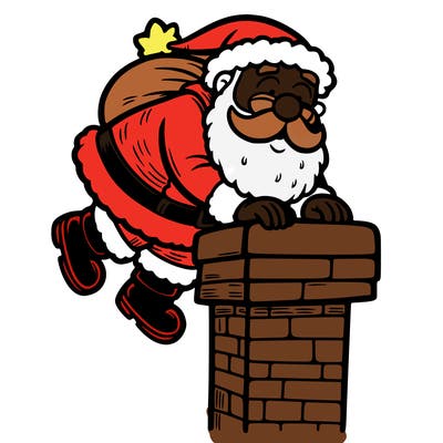 santa climbing down a chimney