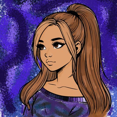 realistic girl with a high ponytail