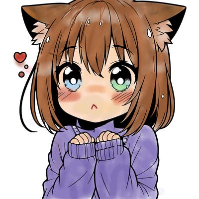 shy anime catgirl