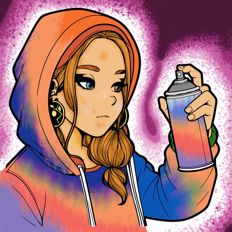 a realistic girl, spray painting